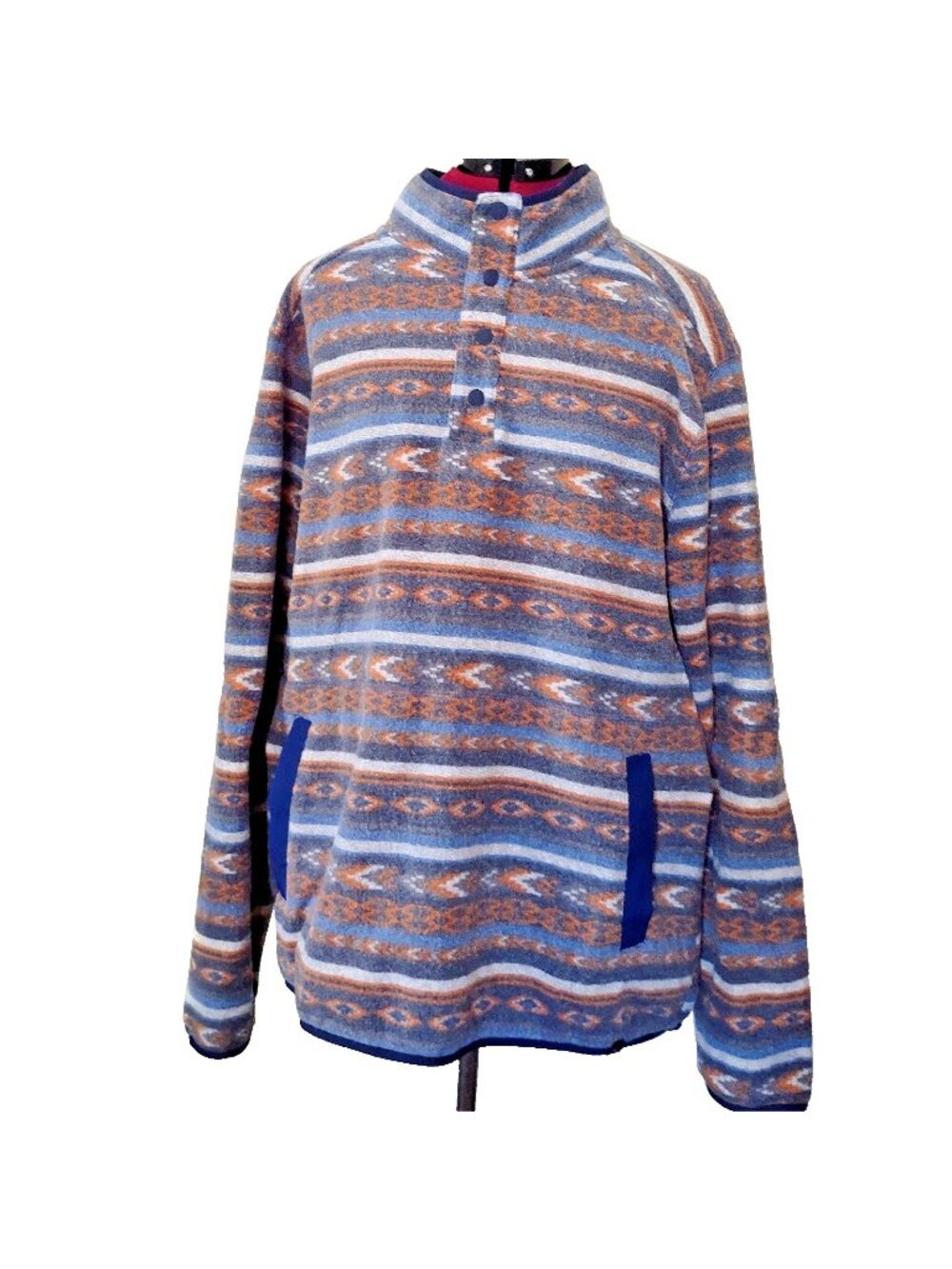 Alpine Design Men's XL 1/4 Snap Fleece Pullover Aztec Print Kangaroo Pocket L
